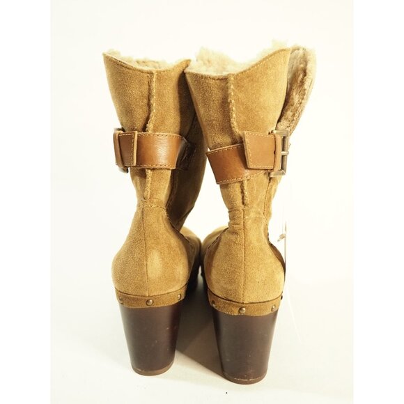 Ugg Amoret Leather Suede Sheepskin Lined Chunky Heel Boots, Size 8 (US) - Picture 2 of 8